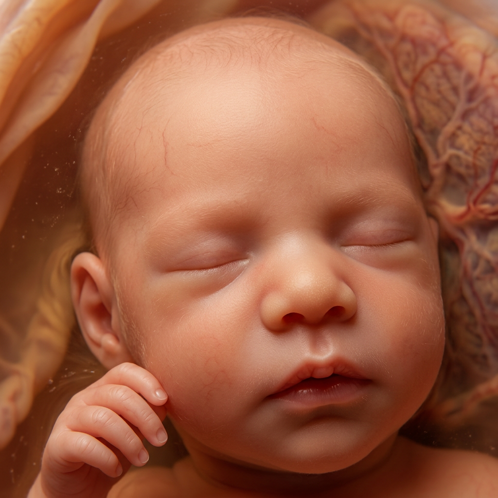 Imagem realista do feto no ventre gerada como experiência visual pelo BABYVISION